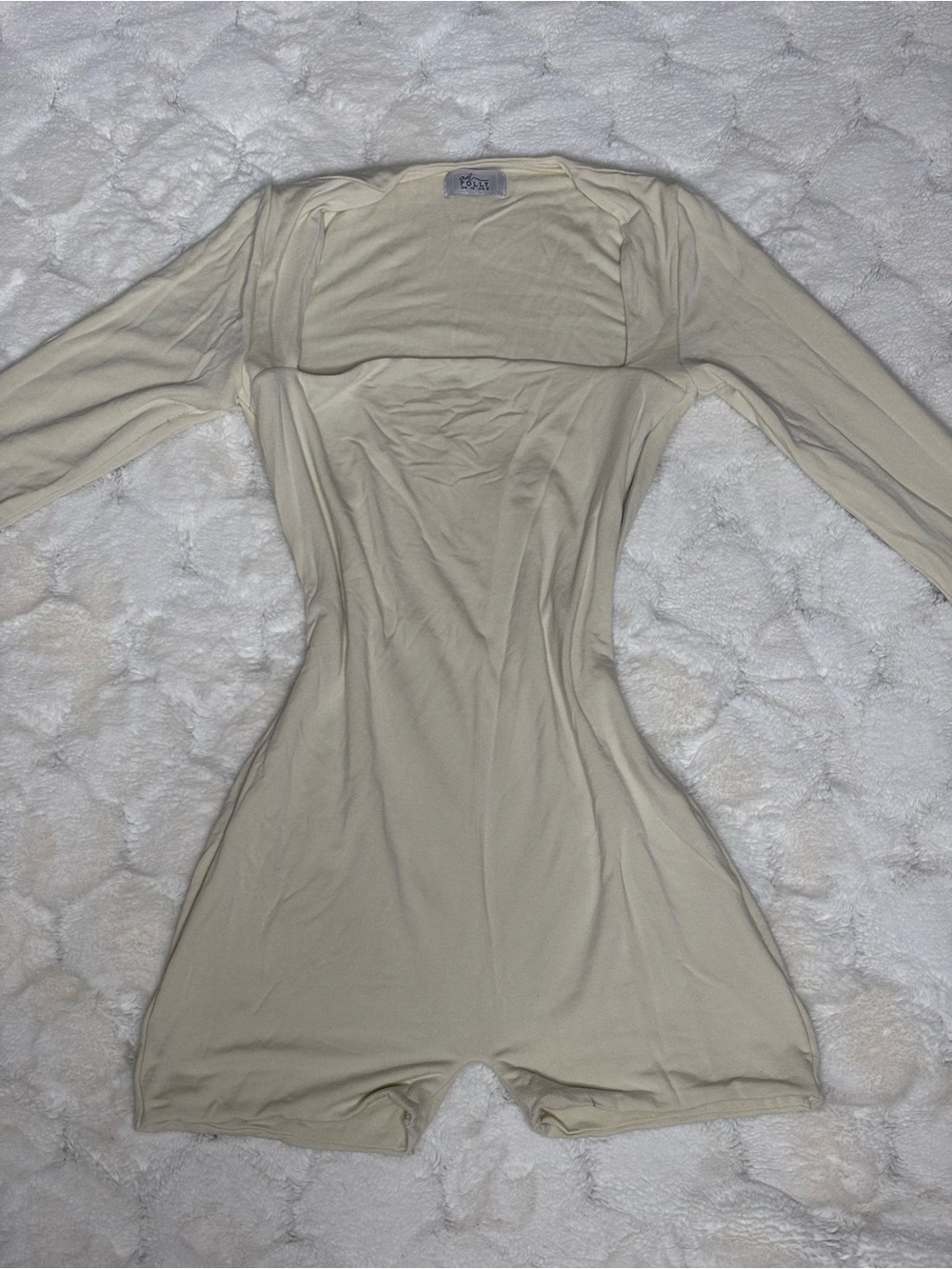 OhPolly Women's Cream Long-Sleeve Square Neck Romper